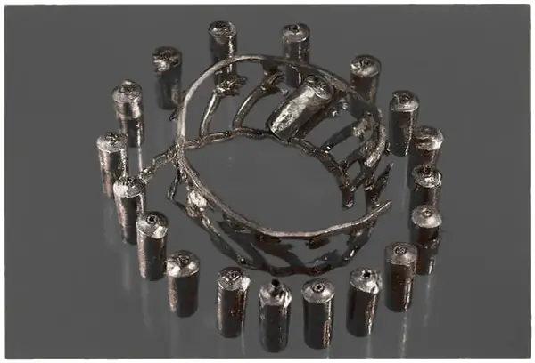 Deformed cage and softened rollers: the rollers skewed, stopped turning, skidded and generated more heat.