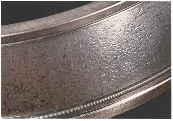 Bruising from large particles in the lubricant system.