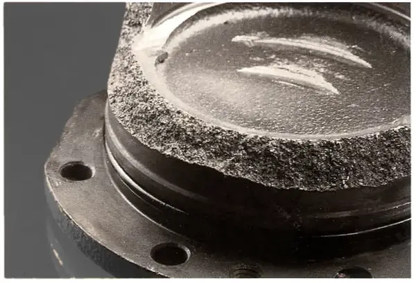 Fractured housing. Fatigue is hard to see in cast iron, so also look for stress raisers and cyclic overload.